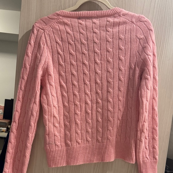 Ralph Lauren Pink Cable-Knit V-Neck Sweater 90% wool + 10% cashmere - Picture 5 of 5